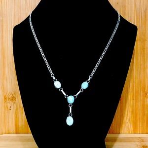 $74  Reversible Italian Amber 0r Turquoise Estate Necklace Hallmarked 925 ITALY